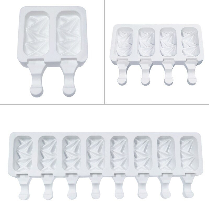 Mold Stripe Silicone Ice-Pop Molds 2/4/8 Cavities Homemade DIY Ice Cream Maker Reusable Easy Release