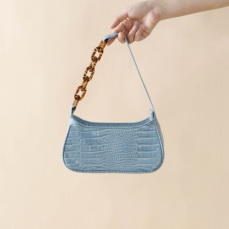 Kristall Krokodil Leder frauen Taschen Acryl Kette Umhängetasche Schulter Taschen Abend Kupplung Handtasche Dame handtaschen neue