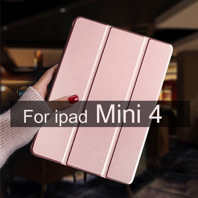 For ipad mini 5 4 3 2 1 Case Leather Stand Smart Tablet Cover Skin For iPad Mini 4 Case Mini 2 3 1 Mini 5 Protective Shell: Mini 4 Rose gold