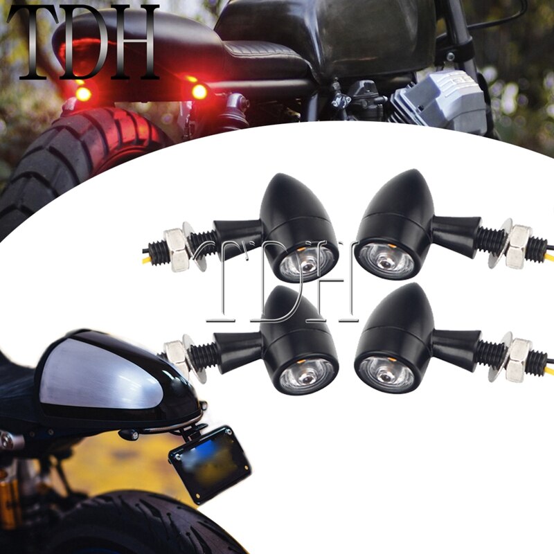 Motorbike Retro Classic Cafe Racer LED Turn Signal Light Blinker Lamp E24 Mini Bullet Indicator M8 Bolt for Harley Scrambler