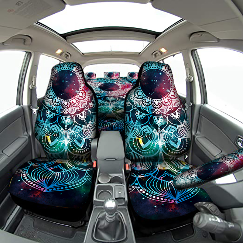 1/7Pcs Auto Seat Cover 3D Afdrukken Datura Patroon Voor En Achter Stoelhoezen, geschikt Voor De Meeste Suv &#39;S, Vrachtwagens En Vrachtwagens
