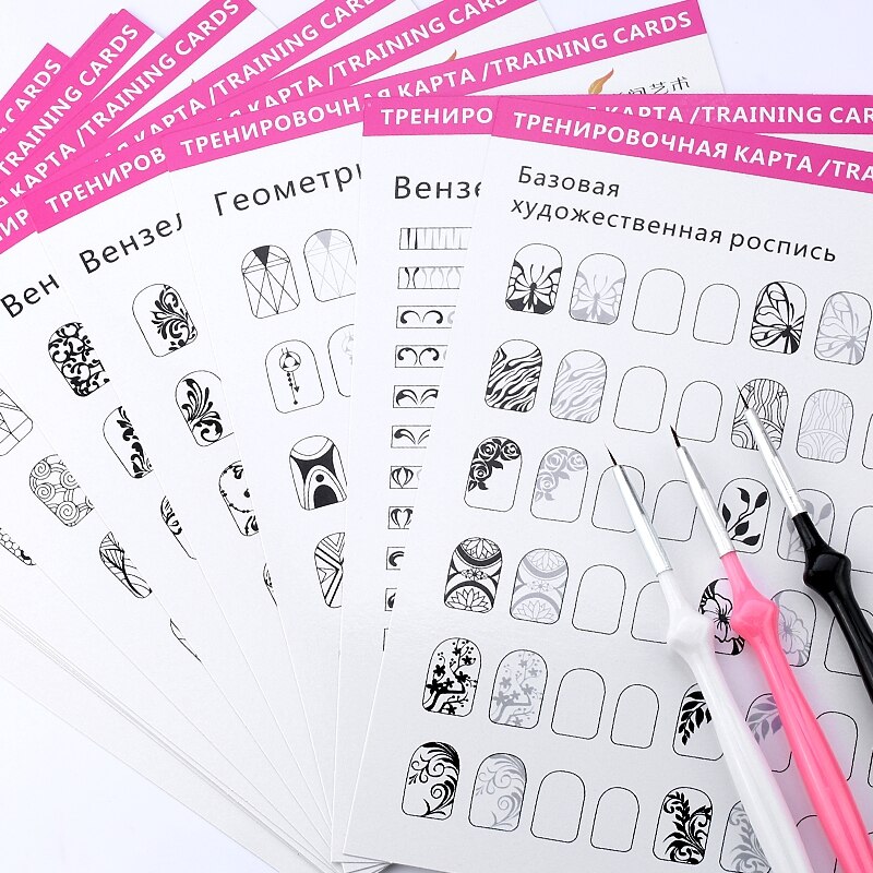 12pcs/bag Nail Art Practice Reusable Template Learning Paper Book Manicure Drawing Painting Exercise Books Tool For Manicure