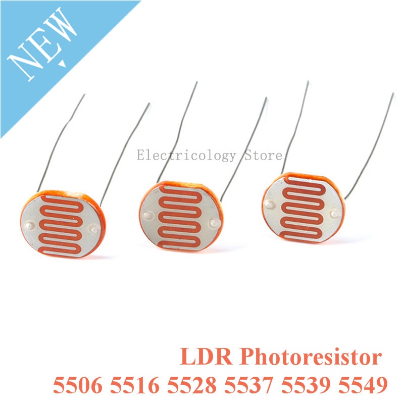 20 pièces LDR Photorésistance 5506 5516 5528 5537 5539 5549 Résistance Dépendant de la lumière 5MM Photorésistance Résistance Pour Arduino