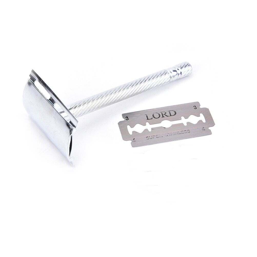 1 Set Practical Safety Men Double Edge Blade Shaving Hair Razor Shaver 2 Blades Old-Style