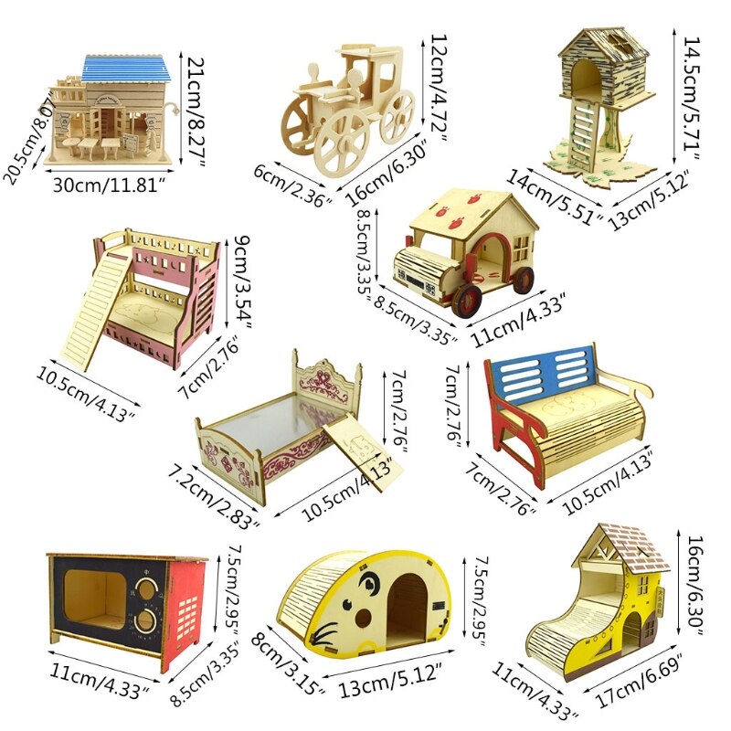 Rat Hamster Villa Nid Lit de Couchage Maison Échelle D'escalade BRICOLAGE Assembler Écrou N7MD