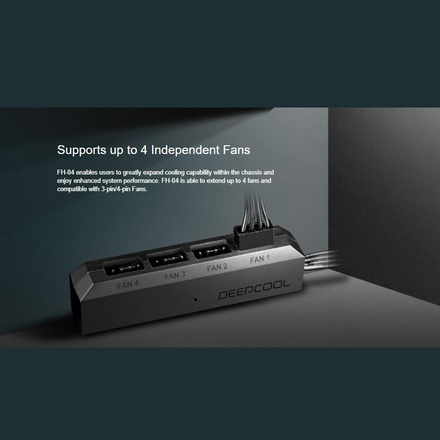 Deepcool FH-04 4PIN cooling fan hub splitter cable 3pin 4pin PWM PC case fan Hub,Double sided Adhesive