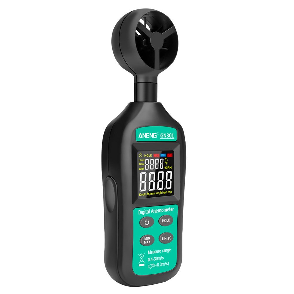 Anémomètre numérique, compteur de vitesse du vent, outil de débit d'air d'usine, testeur portable, écran lcd de haute précision, rétroéclairage de la température