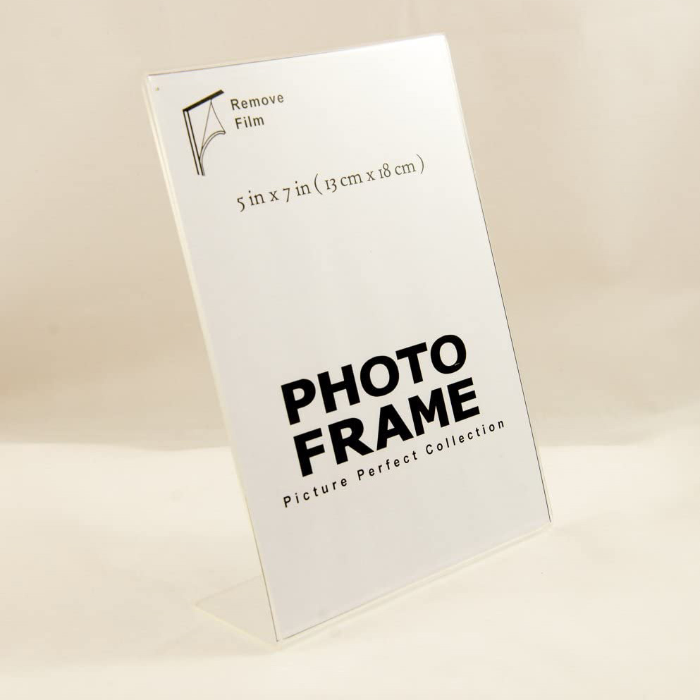 Photo Booth Frames Clear Acrylic Display, Slanted Back Vertical Standing Plastic Picture Or Display Sign Holder With Inserts
