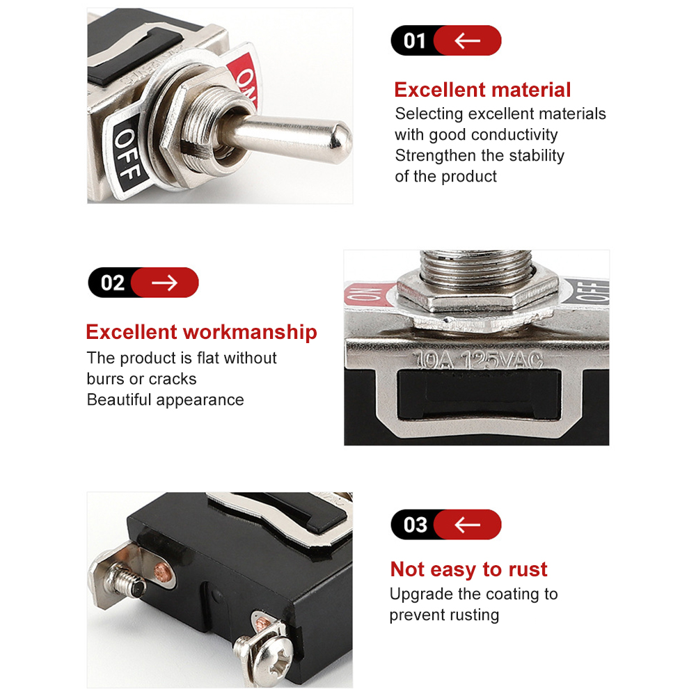 5Pcs DIY Rocker Toggle Switch 15A 250V 2Pin SPST ON/OFF Cap Waterproof Rocker Switch for Heavy Duty Car Boat