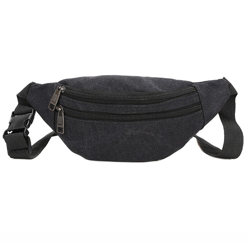 Mannen Taille Verpakking Mode Tas Casual Fanny Pack Telefoon Pouch Sport Riem Vrouwen Tas Voor Riem Canvas Heuptas banaan Zak: Black