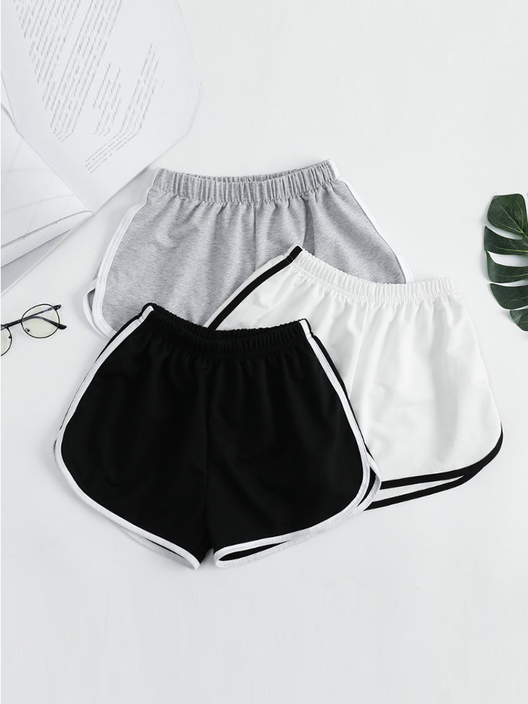 Pantalones cortos deportivos a rayas para mujer, pantalones cortos sueltos simples, pantalones cortos adelgazantes informales para mujer, cintura alta, monocromáticos, de verano