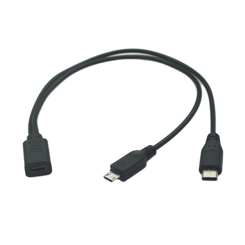 Type-c USB 3.1 / Micro USB 1 Female to Micro/Mini USB Type-c Type B Male Y Splitter Charge Extension Date Splitter Adapter Cable
