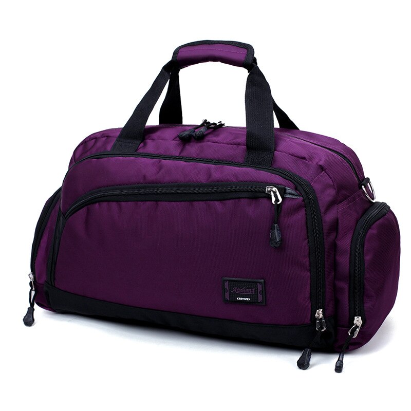 SNUGUG Men&#39;s Sports Gym Bags Cylinder One Shoulder Sport Bag Female Travel Bags Nylon Waterproof Dnylon Water Pouch Package: Purple