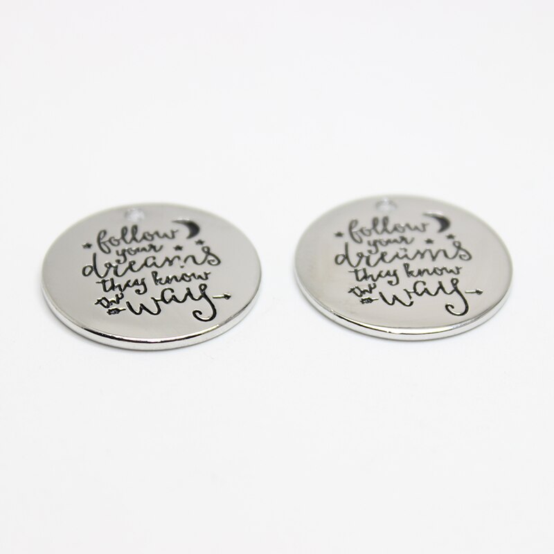 8 stks -- 22mm Serie "Volg uw Dromen, ze weten de manier" charm Zee Schatten in SimpleThings hangers pj2738