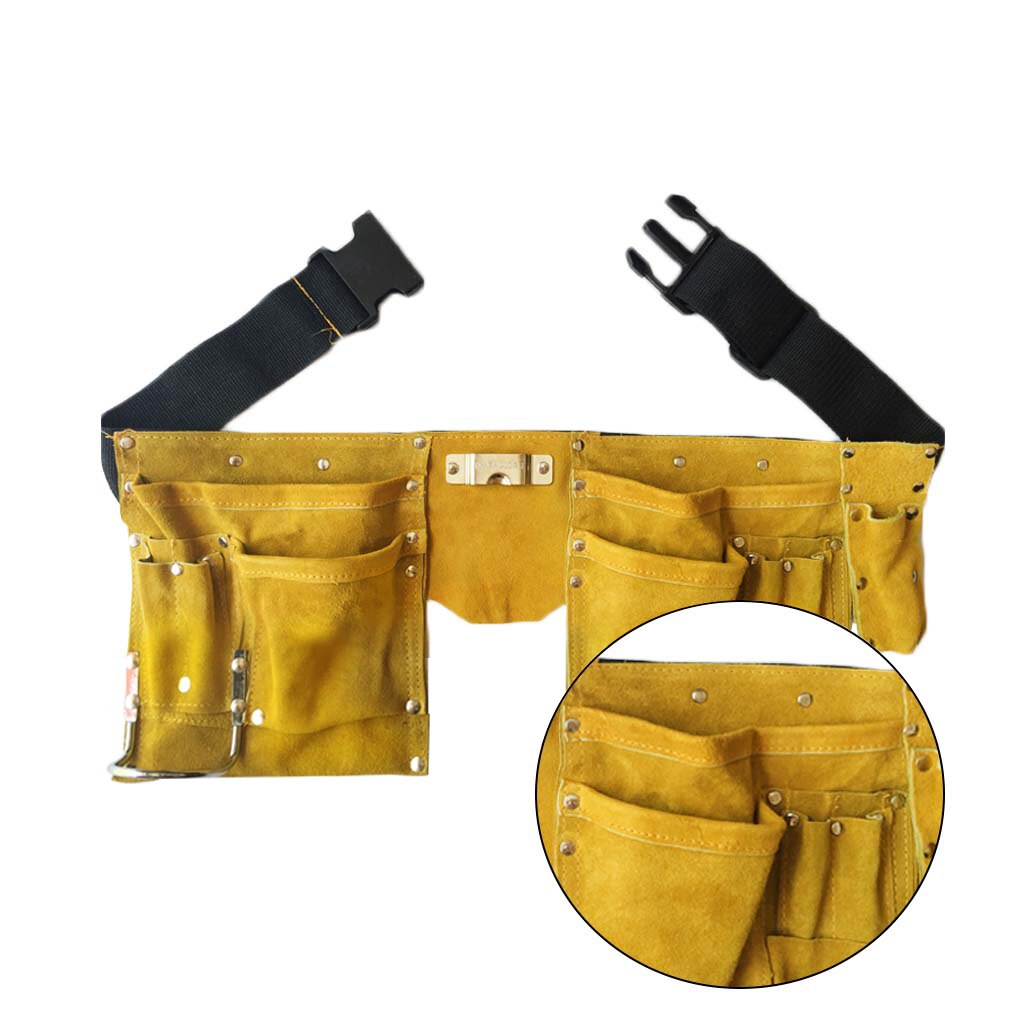 Multi-functional Leather Tool Belt Quick Release Buckle Carpenter Construction Work Tool Organizer Storage Pouch Belt