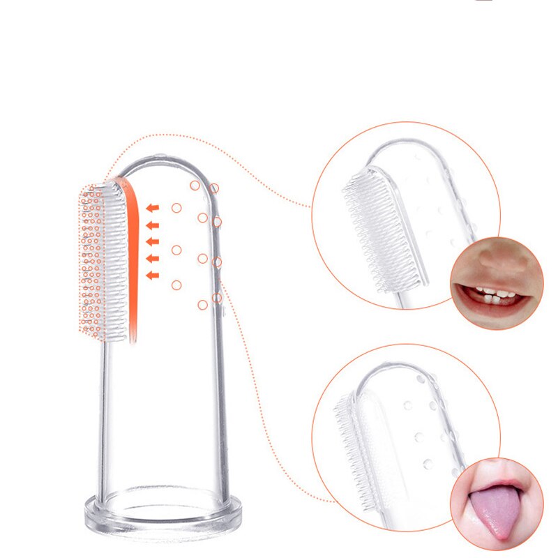 Cepillo de dientes de silicona + caja, cepillo de dientes de dedo para bebé, Limpieza de dientes para niños, herramienta de cuidado de limpieza de silicona suave