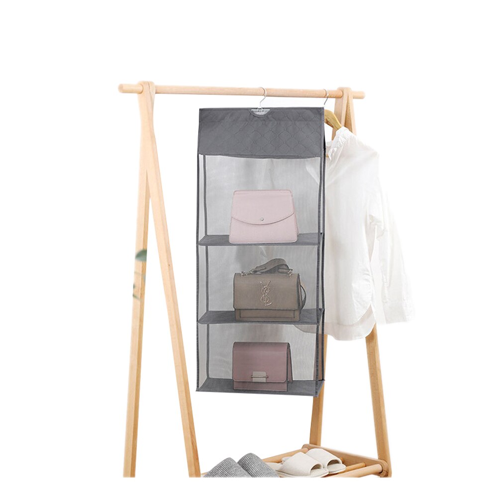 2/3/4 Compartments Handbag Organizer Hanging Storage Holder with Hook Foldable Dust Shield