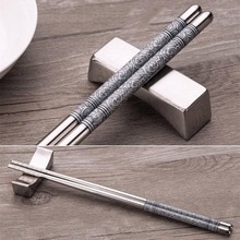 Palillos chinos de Metal antideslizantes, palillos de acero inoxidable para picar, palitos reutilizables para comida, Sushi, Hashi, Baguette