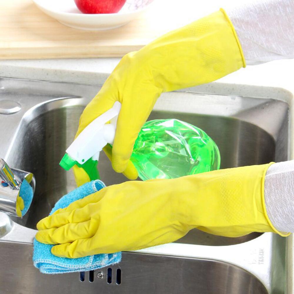 Guantes largos de goma para limpieza de platos, guantes de mano para el hogar, utensilios para el baño, Q3