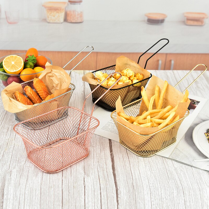 Multifunction Snacks Plates Side Plates Bowl Dishes Iron Chips Frying Basket Drainer Kitchen Gadgets&amp;Tools Tableware