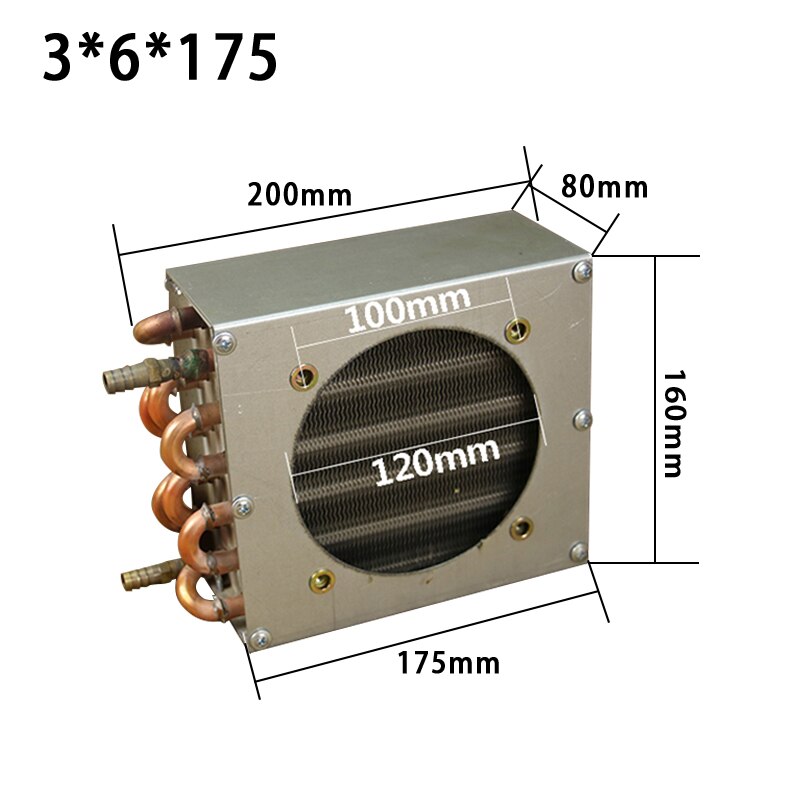 Radiador de condensador para congelador, refrigerador refrigerado por aire, con aleta de aluminio y tubo de cobre, intercambiador de calor con ventilador: B
