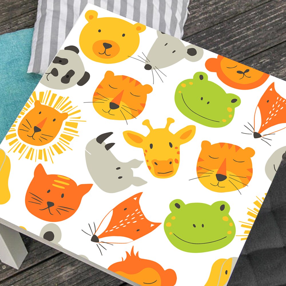 Cartoon Cat Tiger Animal Table Sticker For Kids Room Cafe Cute Waterproof Table Cover Removable Contact Paper Home Decor