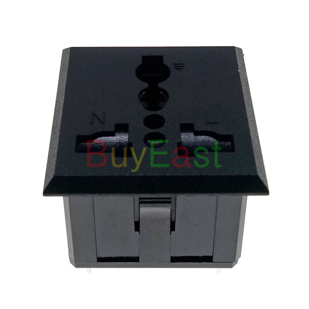 (Pack 5) Universal Outlet Power Socket Panel Mount Receptacle With Safety Shutter AC100~250V 13A