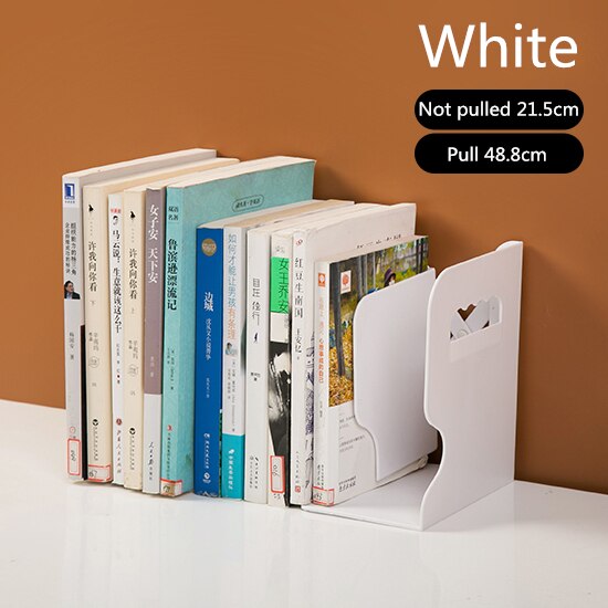 Friheden til at justere stor bogreol abs bogstøtter bordstativ bogholder arrangør papirvarer kontorartikler: Hvid