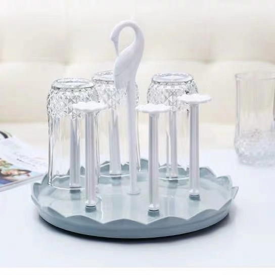 Schwan bilden Glas Flasche Tasse Halfter Küche Trocknung Lagerung Regal Tasse Erzähler Abfluss Gestell Aufhänger Organizer Stehen: 6 Haken Blau