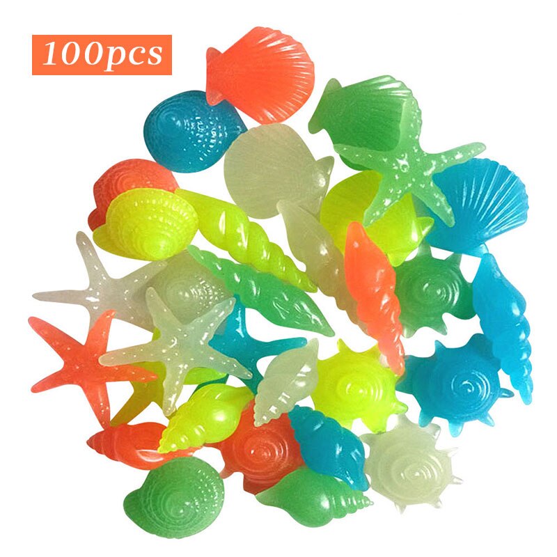100 stk kunstig akvarium lysende sten glød den mørke udsender småsten lysende brosten gangbro have ornament: Default Title