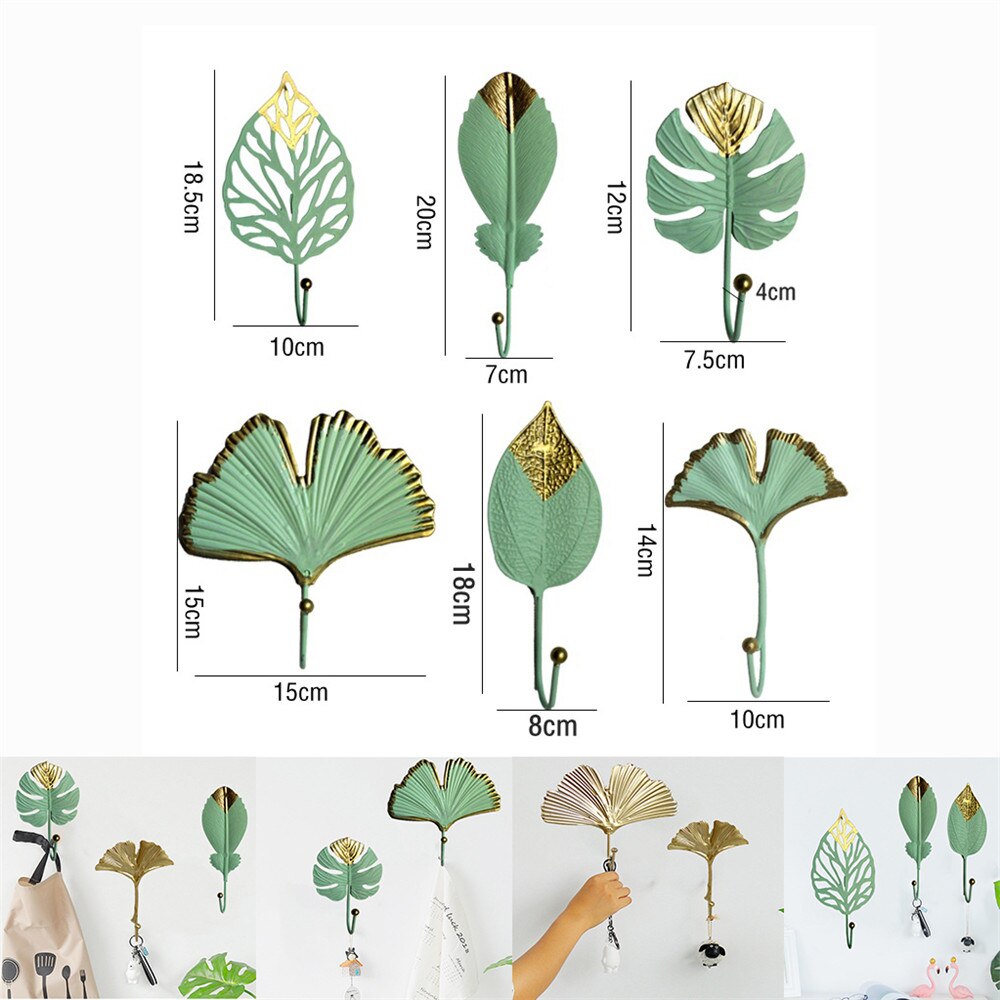 Leaf Shaped Adhesive Towel Hooks Mini Single Clothes Bag Hanger Hats Bag Key Hanging Hooks Wall Hanger Household Gadgets