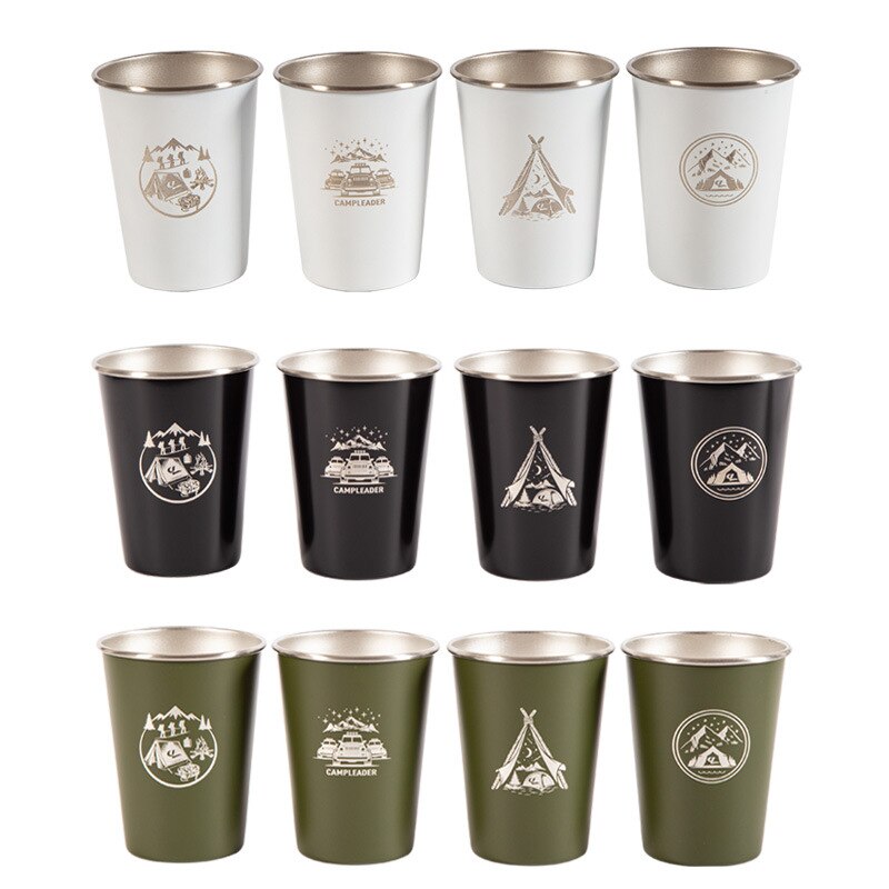 4 Stks/set 350Ml Rvs Metalen Bier Beker Wijn Kopjes Koffie Tumbler Thee Melk Mokken Water Pint Cups Voor outdoor Camping Bbq