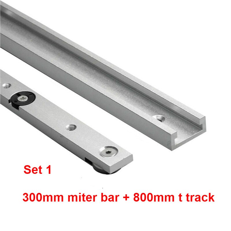 1Set Aluminium Alloy T-tracks Slot Miter Track and Miter Bar Slider Table Saw Miter Gauge Rod Woodworking Tools Workbench DIY: Set 1