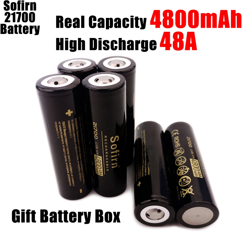 Sofirn 3.7V 21700 Batterij 4800 Mah Oplaadbare Power Batterijen 48A 10C Ontlading 21700 Hd Mobiele Lithium Batterij Reall Capcaity