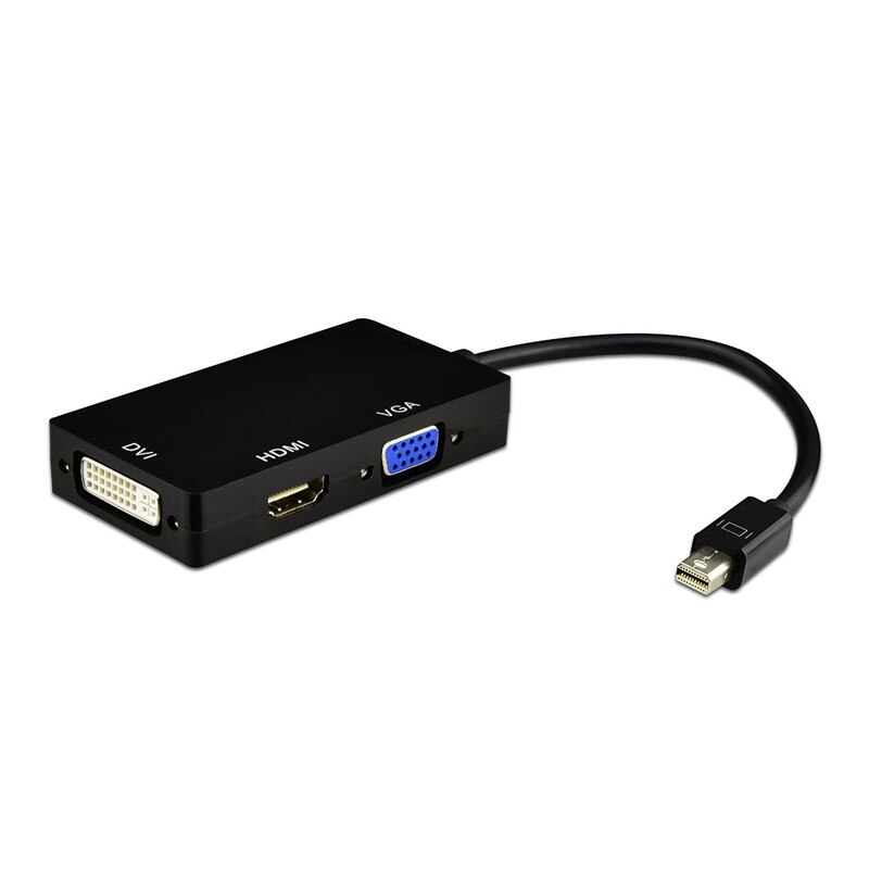 3In1 Thunderbolt Mini Dp Naar Hdmi Vga Dvi Adapter Kabel Converter 1080P Displayport Voor Macbook Pro Air Projector camera: Black