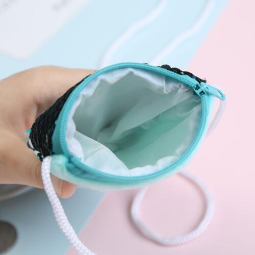 Kvinders havfrue møntpung børn lynlås punge pailletter mini taske lomme skift pung organisator lommer