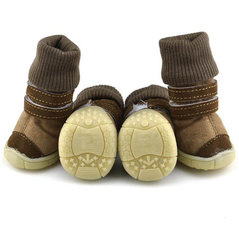 Huisdier Winter schoenen antislip Cotton Lederen Kasjmier Warm Booties Laarzen Riem Decoratie Hond Herfst winter Schoenen Schoeisel Voor honden