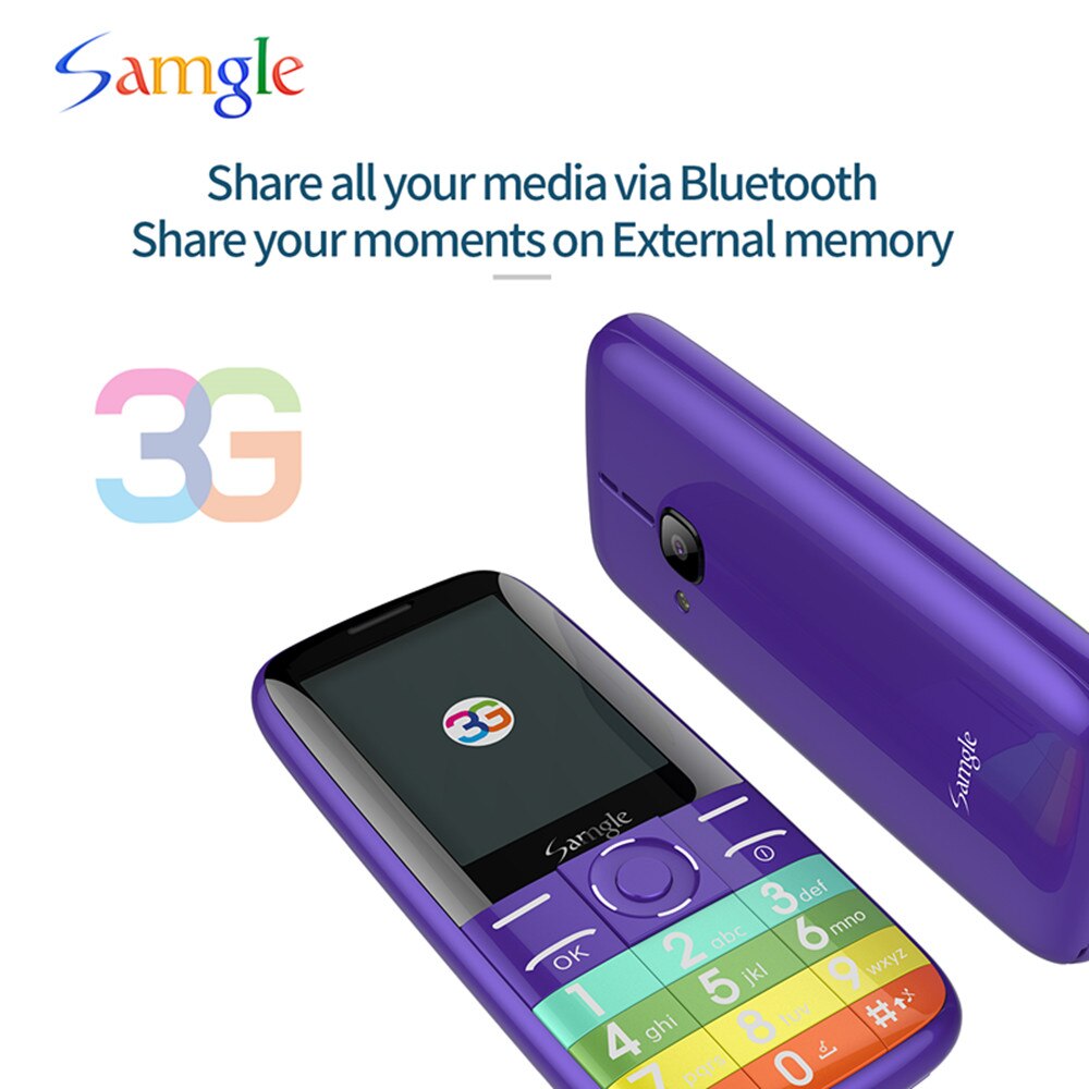Wcdma 3G Bar Functie Telefoon Samgle Zoey F3 Grote Toetsenbord Voor Oudere Ondersteuning Whatsapp Facebook Twitter Kleur Display Torch
