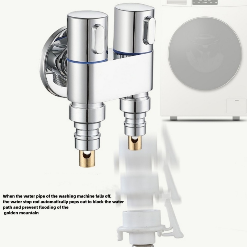 Wasmachine Dubbele uitlaat Kraan Automatische waterafsluiter Antiroest G1/2 Connector Eén in en twee uit kraan Hoekstopkraan