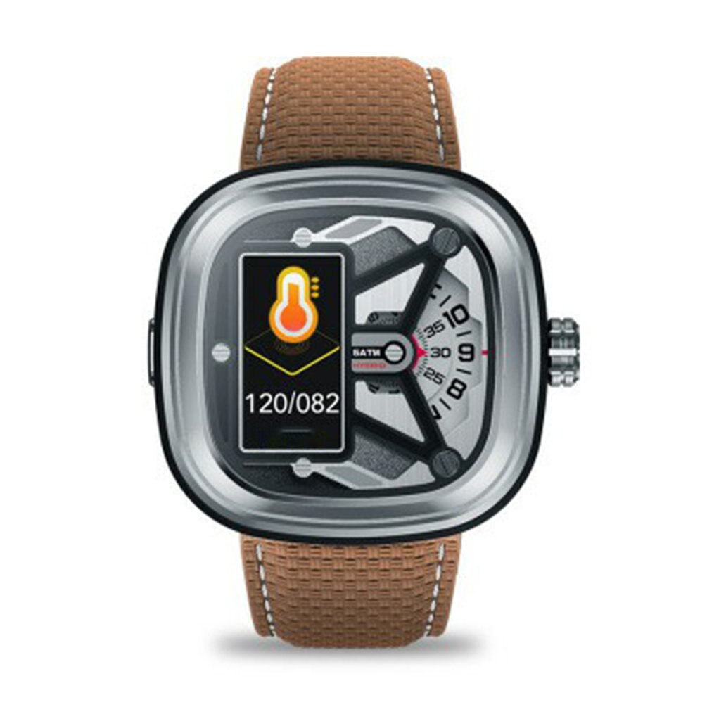 Zeblaze Hybrid 2 Hartslag Bloeddrukmeter Smartwatch 50M Waterdichte 0.96 ''Ips Stijlvolle Lange Levensduur Batterij Smart horloge: Bruin