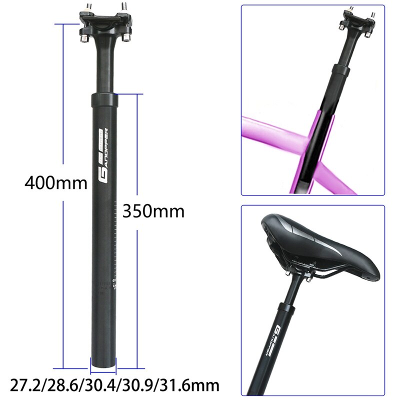 GANOPPER Bike Suspension Telescopic Seatpost 400Mm Bicycle Shock Absorber Adjustable Seat Post Bike Saddle Rod