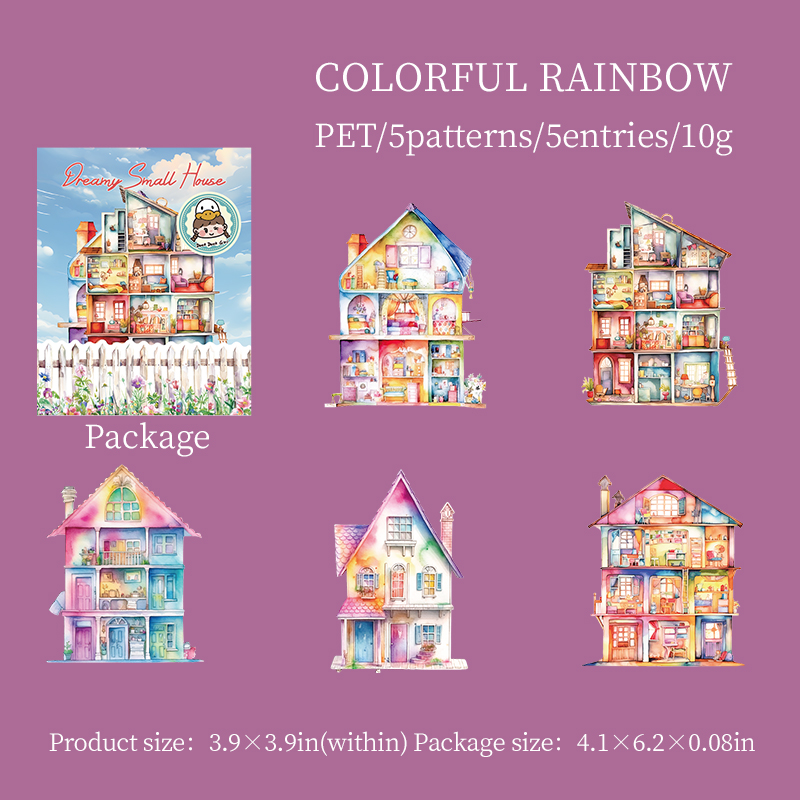 5-delig Dream House PET-stickerpakket DIY Scrapbooking Decor Fotoalbum Creatief briefpapier Collage Materialen Stickers: Licht Geel