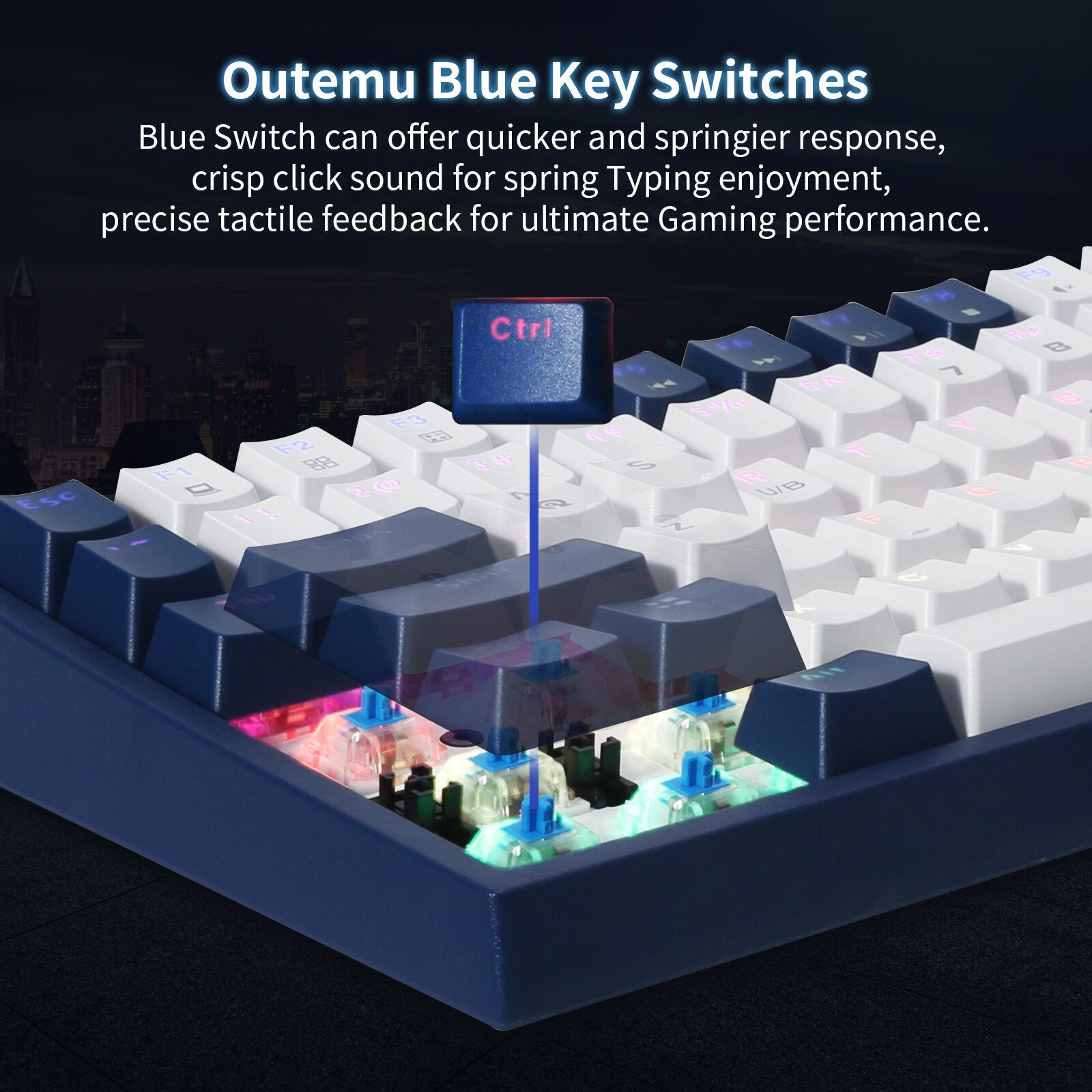 HUO JI CQ84 84 Key Mechanical Keyboard USB Wired RGB Gaming Mechanical Keyboard Support Bluetooth Red Blue Switch For Desktop