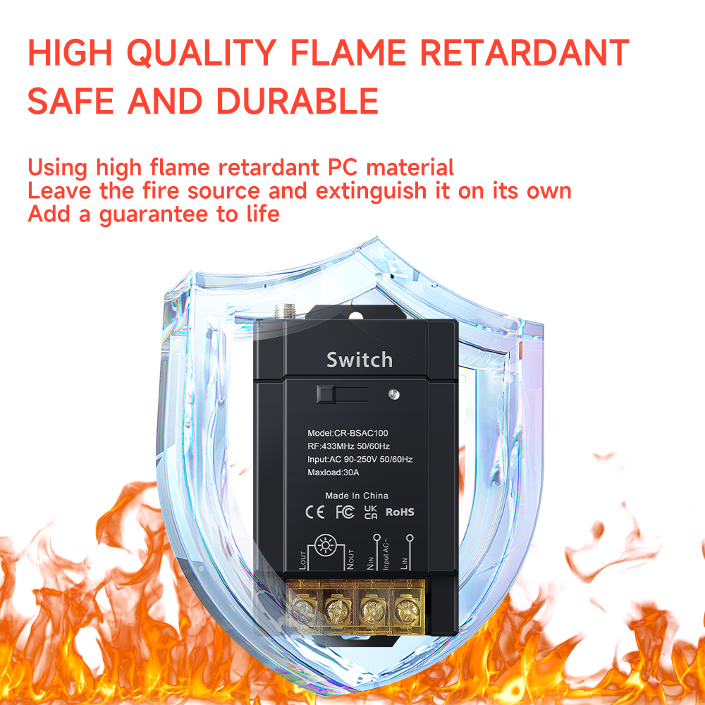Cerhot Wireless Remote Control Switch On-off High-power 30A Wide-voltage AC 85-265V Long-distance RF433 Remote Control 3000M