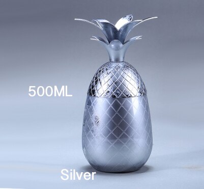 Ananas Tumbler/Mok Moscow Mule Mok Beschikbaar In 3 Kleur (Zilver, Koper, Goud)- Cocktail Drinkbekers Mokken Bar Tool: Silver 500ml