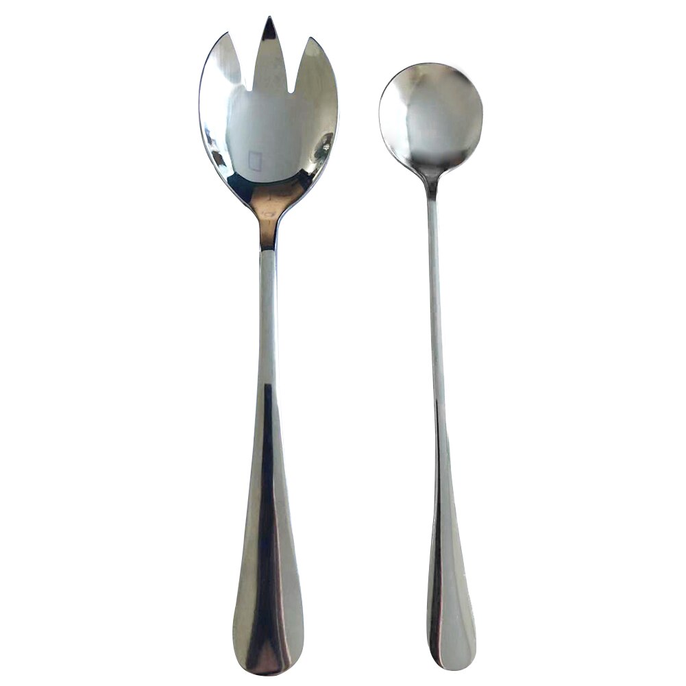 2pcs Cutlery Stainless Steel Salad Servers Hotel Supplies Flatware Tableware Restaurant Fork And Spoon Dinnerware