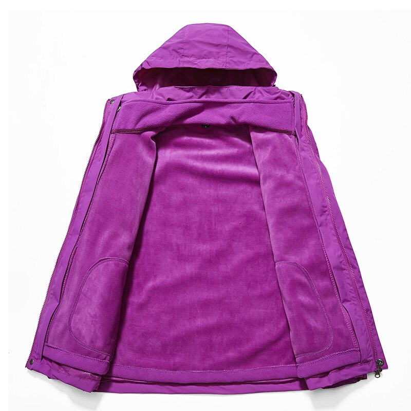 Lxiao Twee Stuk Softshell Jas Vrouwen Winterjas Vrouwen Outdoor Waterdichte Jas Dikke Fleece Jassen Wandelen Vrouwelijke Jassen