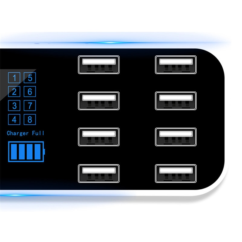 8 Multi-Port USB Adapter Desktop Wand Ladegerät Smart Schnell Ladestation 8USB Interface Digital Display Ladegerät