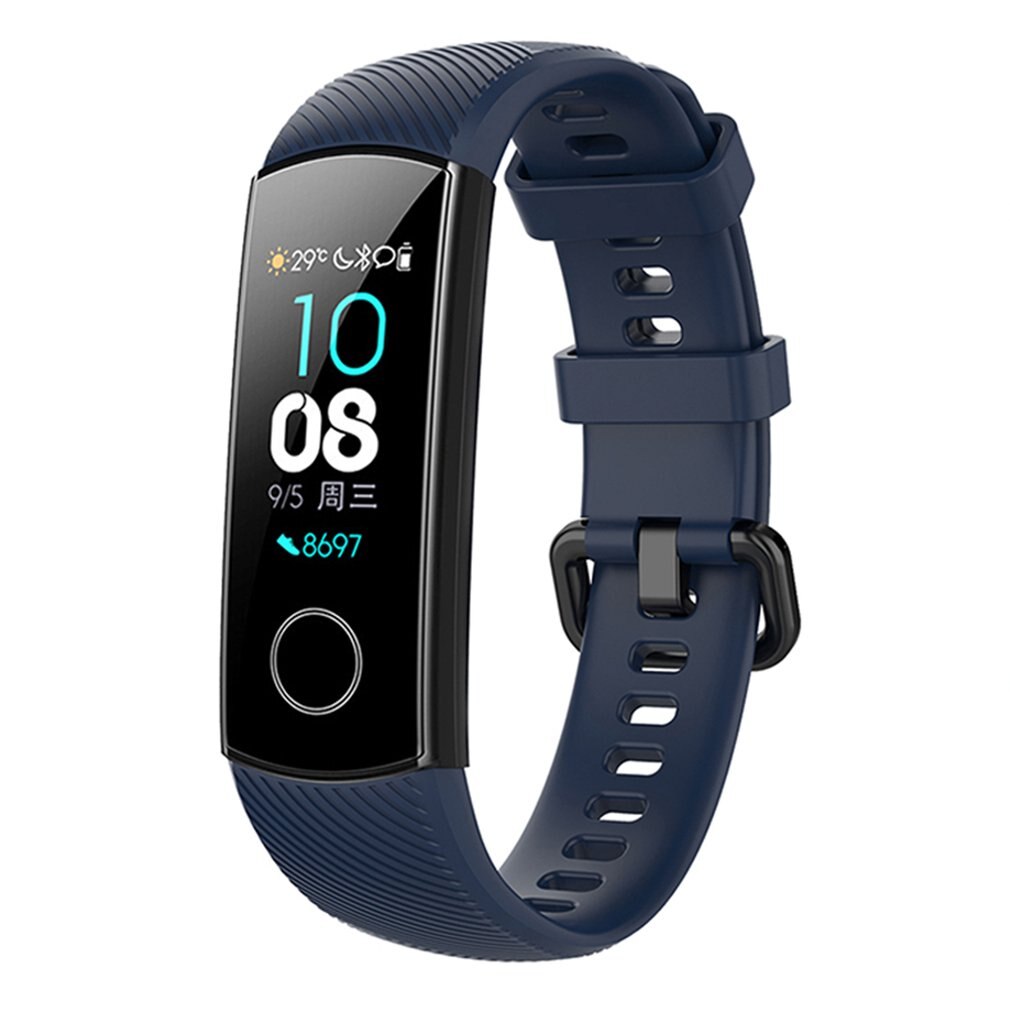 Silikon Bilek Cinturino Da Polso Per Huawei Honor Fascia 5 Standard Smart Wristband di Sport Del Sostituzione Del Braccialetto Cinturino Da Polso Cintura: dark blue