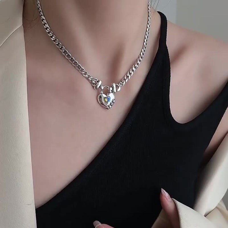 Mewanry Zilveren Kleur Zirkoon Liefdesketting Voor Vrouwen Creatief Trendy Voortreffelijk Temperament Kerstsieraden